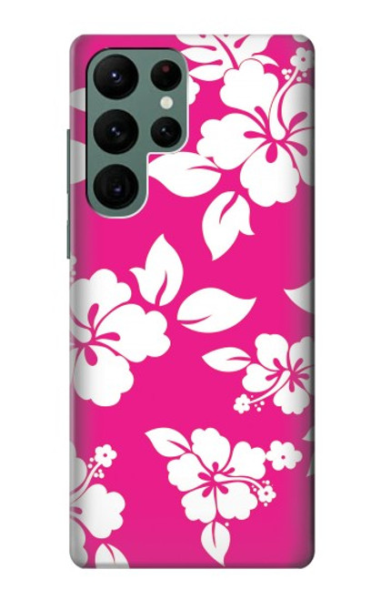 W2246 Hawaiian Hibiscus Pink Pattern Hard Case and Leather Flip Case For Samsung Galaxy S22 Ultra