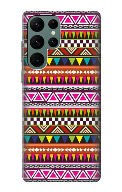 W2292 Aztec Tribal Pattern Hard Case and Leather Flip Case For Samsung Galaxy S22 Ultra