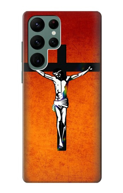 W2421 Jesus Christ On The Cross Hard Case and Leather Flip Case For Samsung Galaxy S22 Ultra