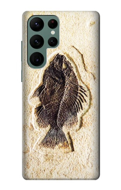 W2562 Fossil Fish Hard Case and Leather Flip Case For Samsung Galaxy S22 Ultra