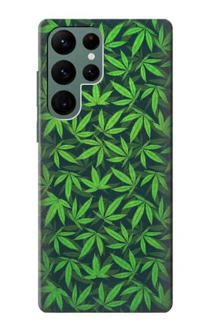 W2666 Marijuana Pattern Hard Case and Leather Flip Case For Samsung Galaxy S22 Ultra