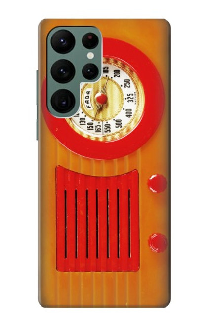 W2780 Vintage Orange Bakelite Radio Hard Case and Leather Flip Case For Samsung Galaxy S22 Ultra