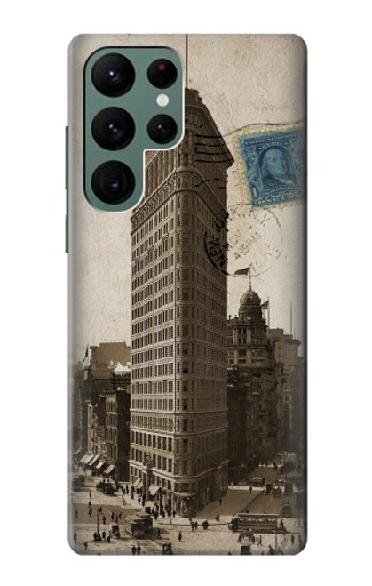 W2832 New York 1903 Flatiron Building Postcard Hard Case and Leather Flip Case For Samsung Galaxy S22 Ultra