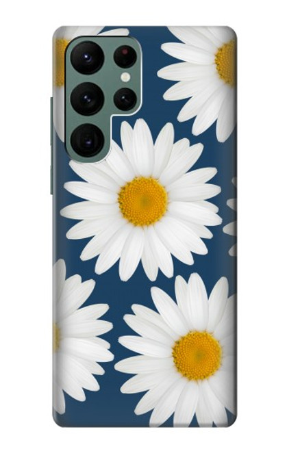 W3009 Daisy Blue Hard Case and Leather Flip Case For Samsung Galaxy S22 Ultra