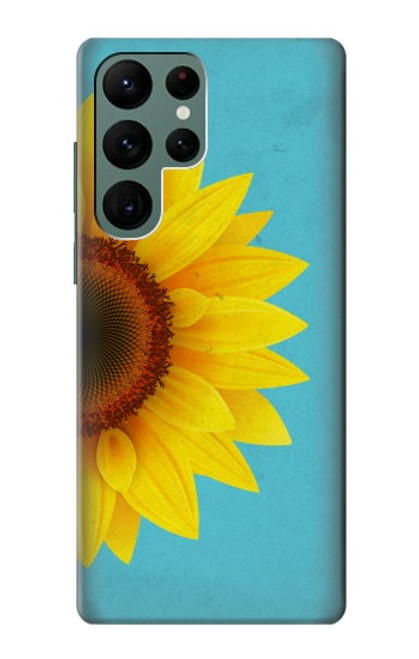 W3039 Vintage Sunflower Blue Hard Case and Leather Flip Case For Samsung Galaxy S22 Ultra