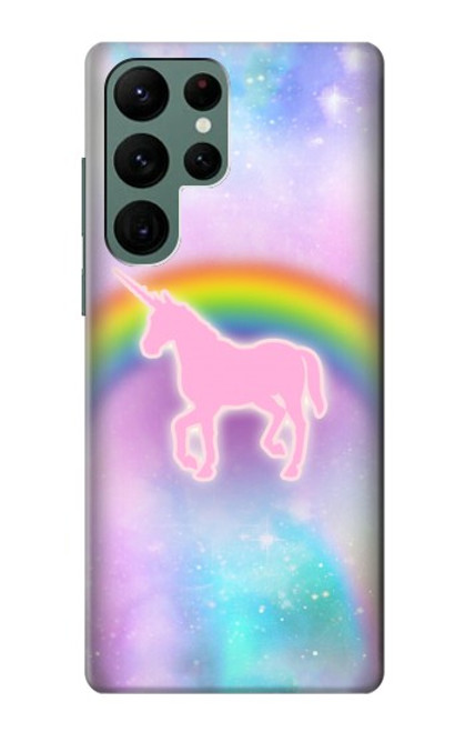 W3070 Rainbow Unicorn Pastel Sky Hard Case and Leather Flip Case For Samsung Galaxy S22 Ultra