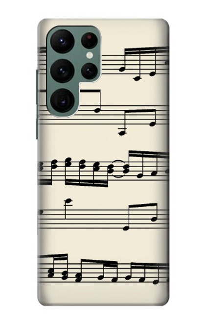 W3082 Music Sheet Hard Case and Leather Flip Case For Samsung Galaxy S22 Ultra