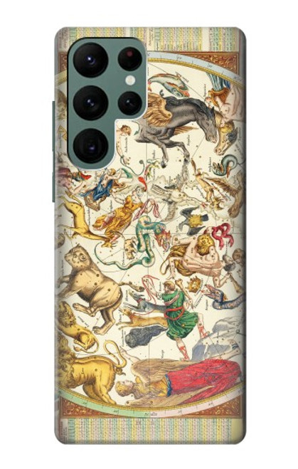 W3145 Antique Constellation Star Sky Map Hard Case and Leather Flip Case For Samsung Galaxy S22 Ultra