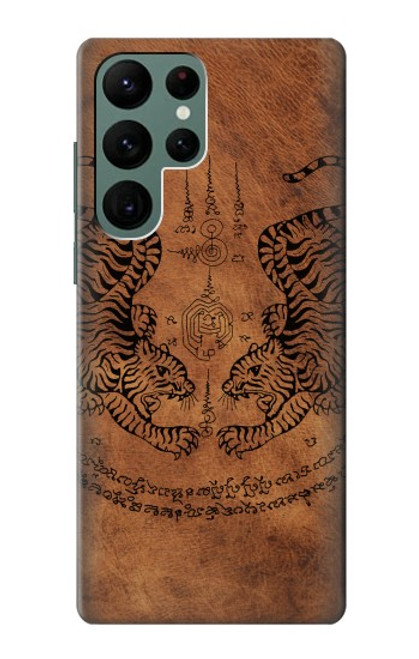 W3209 Sak Yant Twin Tiger Hard Case and Leather Flip Case For Samsung Galaxy S22 Ultra