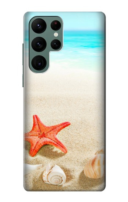 W3212 Sea Shells Starfish Beach Hard Case and Leather Flip Case For Samsung Galaxy S22 Ultra