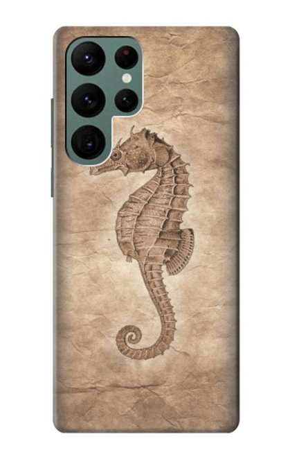 W3214 Seahorse Skeleton Fossil Hard Case and Leather Flip Case For Samsung Galaxy S22 Ultra