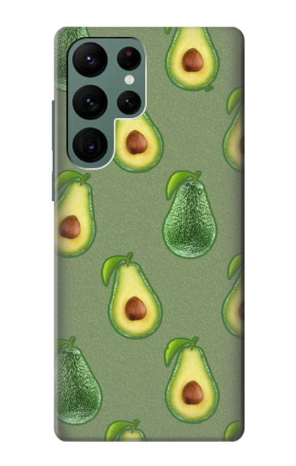 W3285 Avocado Fruit Pattern Hard Case and Leather Flip Case For Samsung Galaxy S22 Ultra