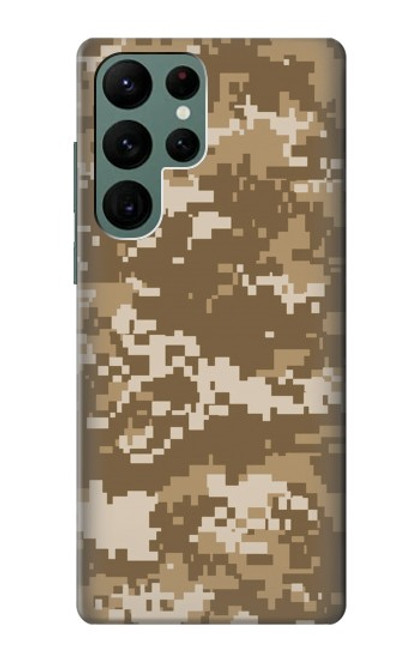 W3294 Army Desert Tan Coyote Camo Camouflage Hard Case and Leather Flip Case For Samsung Galaxy S22 Ultra