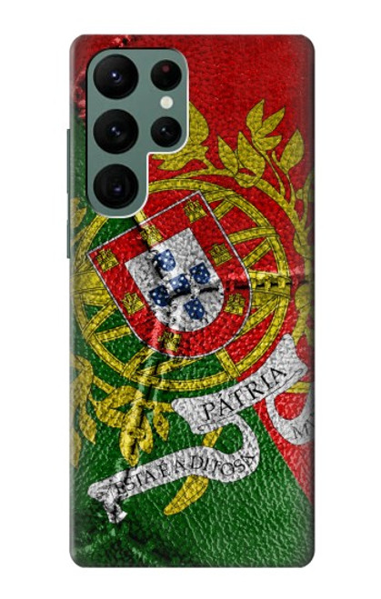 W3300 Portugal Flag Vintage Football Graphic Hard Case and Leather Flip Case For Samsung Galaxy S22 Ultra