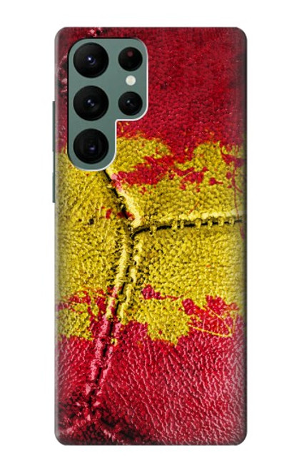 W3315 Spain Flag Vintage Football Graphic Hard Case and Leather Flip Case For Samsung Galaxy S22 Ultra