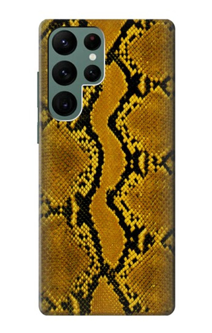 W3365 Yellow Python Skin Graphic Print Hard Case and Leather Flip Case For Samsung Galaxy S22 Ultra