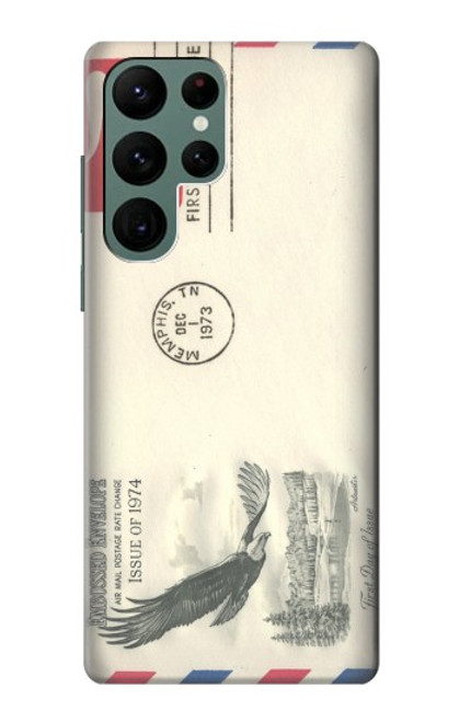 W3551 Vintage Airmail Envelope Art Hard Case and Leather Flip Case For Samsung Galaxy S22 Ultra