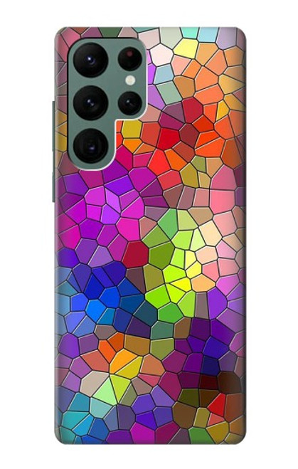 W3677 Colorful Brick Mosaics Hard Case and Leather Flip Case For Samsung Galaxy S22 Ultra