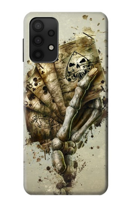 W0550 Skull Card Poker Hard Case and Leather Flip Case For Samsung Galaxy M32 5G