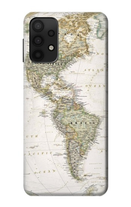 W0604 World Map Hard Case and Leather Flip Case For Samsung Galaxy M32 5G