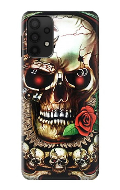 W0753 Skull Wing Rose Punk Hard Case and Leather Flip Case For Samsung Galaxy M32 5G