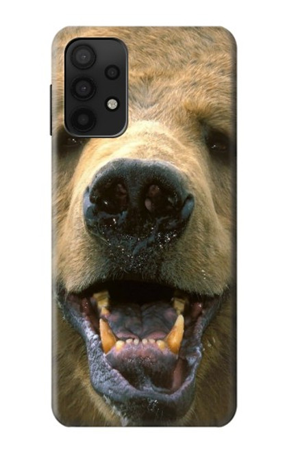 W0840 Grizzly Bear Face Hard Case and Leather Flip Case For Samsung Galaxy M32 5G