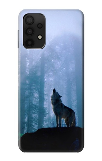 W0935 Wolf Howling in Forest Hard Case and Leather Flip Case For Samsung Galaxy M32 5G