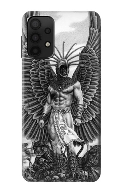 W1235 Aztec Warrior Hard Case and Leather Flip Case For Samsung Galaxy M32 5G