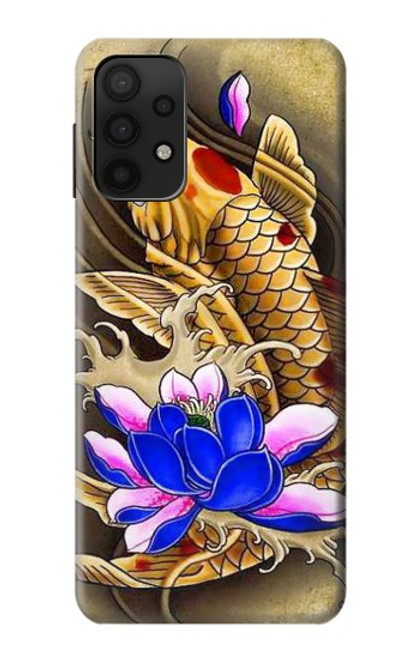 W1604 Carp Koi Fish Japanese Tattoo Hard Case and Leather Flip Case For Samsung Galaxy M32 5G