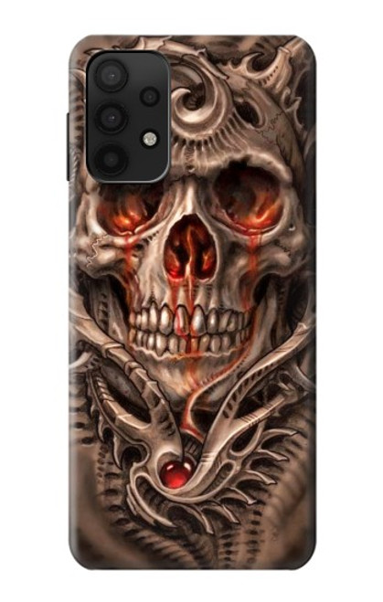 W1675 Skull Blood Tattoo Hard Case and Leather Flip Case For Samsung Galaxy M32 5G