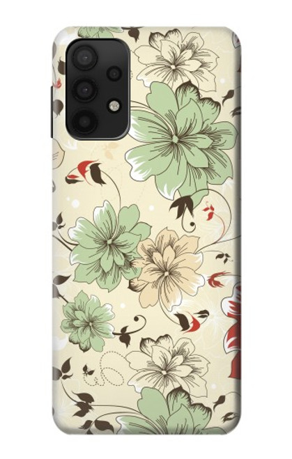 W2179 Flower Floral Vintage Art Pattern Hard Case and Leather Flip Case For Samsung Galaxy M32 5G