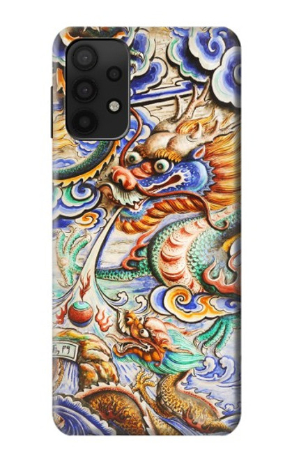 W2584 Traditional Chinese Dragon Art Hard Case and Leather Flip Case For Samsung Galaxy M32 5G