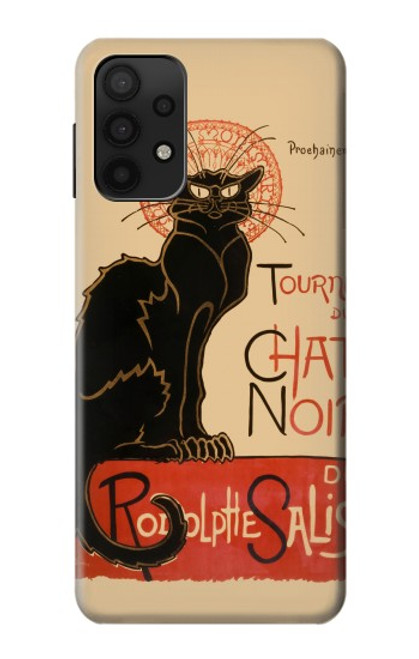 W2739 Chat Noir Black Cat Vintage Hard Case and Leather Flip Case For Samsung Galaxy M32 5G