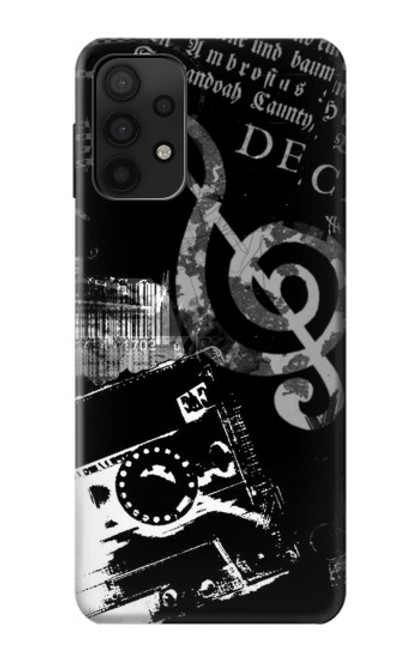 W3197 Music Cassette Note Hard Case and Leather Flip Case For Samsung Galaxy M32 5G
