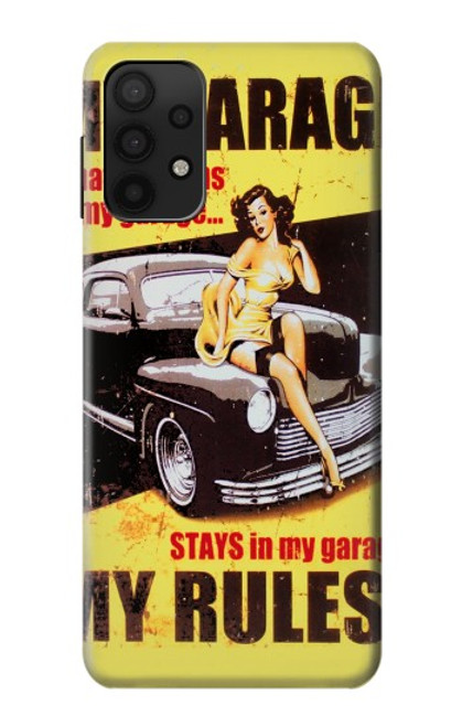 W3198 My Garage Pinup Girl Hard Case and Leather Flip Case For Samsung Galaxy M32 5G