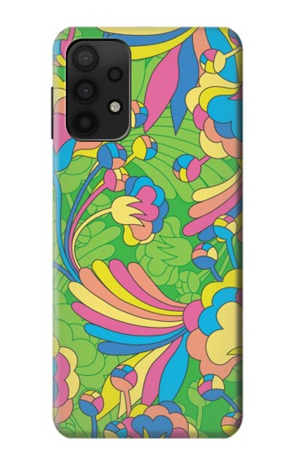 W3273 Flower Line Art Pattern Hard Case and Leather Flip Case For Samsung Galaxy M32 5G