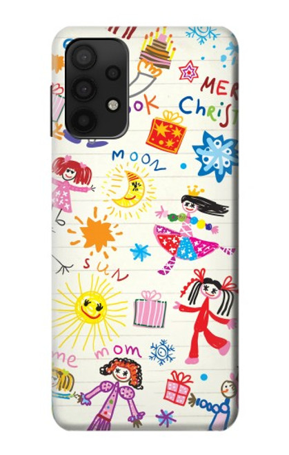 W3280 Kids Drawing Hard Case and Leather Flip Case For Samsung Galaxy M32 5G