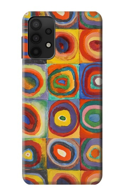 W3409 Squares Concentric Circles Hard Case and Leather Flip Case For Samsung Galaxy M32 5G