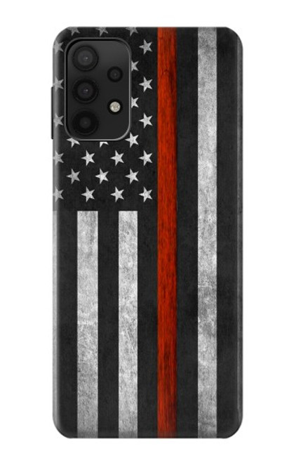 W3472 Firefighter Thin Red Line Flag Hard Case and Leather Flip Case For Samsung Galaxy M32 5G