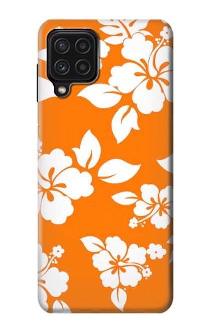 W2245 Hawaiian Hibiscus Orange Pattern Hard Case and Leather Flip Case For Samsung Galaxy M22