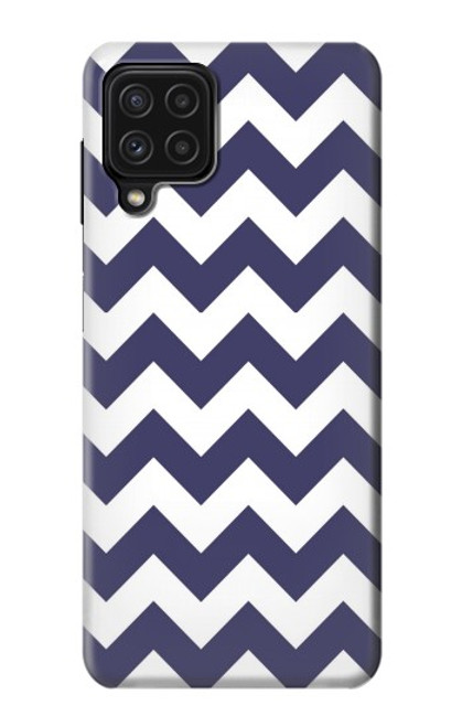 W2345 Navy Blue Shavron Zig Zag Pattern Hard Case and Leather Flip Case For Samsung Galaxy M22