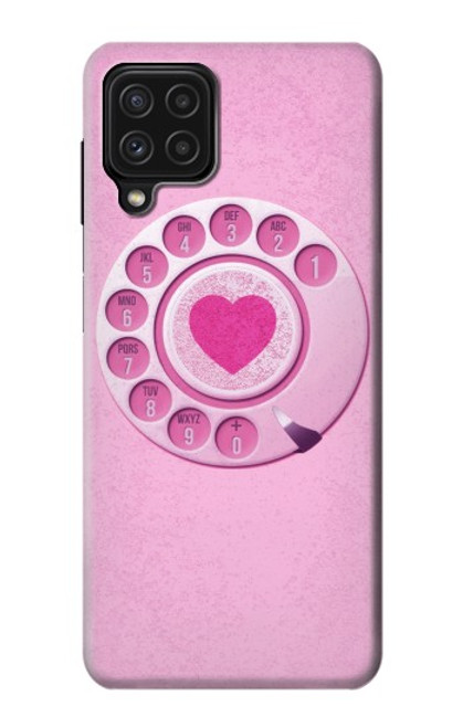 W2847 Pink Retro Rotary Phone Hard Case and Leather Flip Case For Samsung Galaxy M22