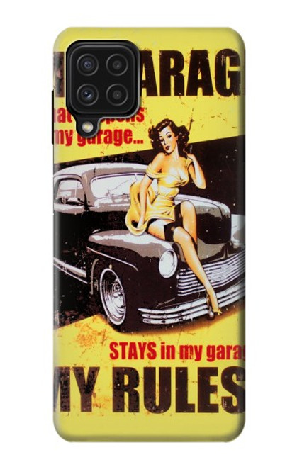 W3198 My Garage Pinup Girl Hard Case and Leather Flip Case For Samsung Galaxy M22