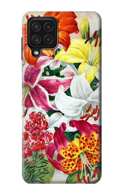 W3205 Retro Art Flowers Hard Case and Leather Flip Case For Samsung Galaxy M22