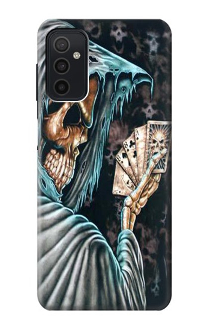 W0748 Grim Reaper Death Poker Hard Case and Leather Flip Case For Samsung Galaxy M52 5G