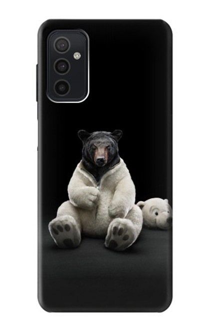 W0878 Black Bear Hard Case and Leather Flip Case For Samsung Galaxy M52 5G