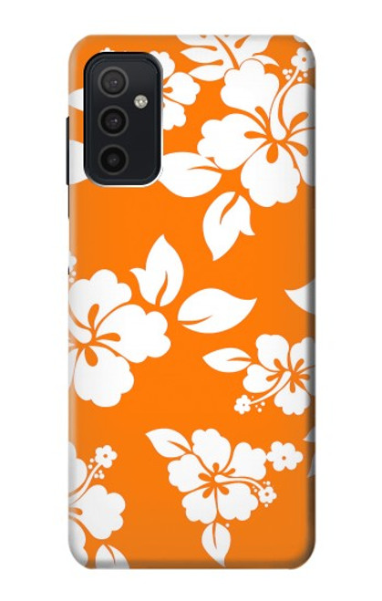 W2245 Hawaiian Hibiscus Orange Pattern Hard Case and Leather Flip Case For Samsung Galaxy M52 5G