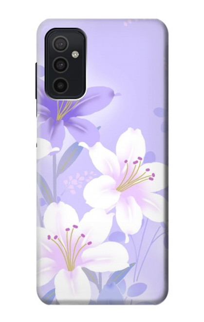 W2361 Purple White Flowers Hard Case and Leather Flip Case For Samsung Galaxy M52 5G