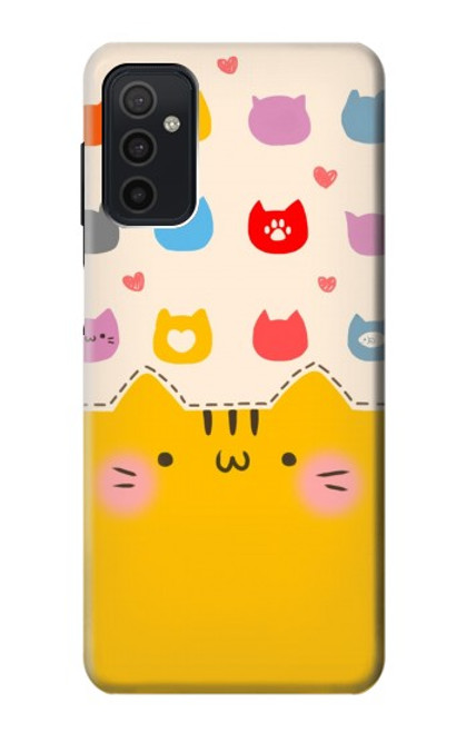 W2442 Cute Cat Cartoon Funny Hard Case and Leather Flip Case For Samsung Galaxy M52 5G