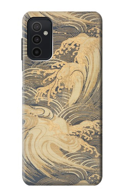 W2680 Japan Art Obi With Stylized Waves Hard Case and Leather Flip Case For Samsung Galaxy M52 5G